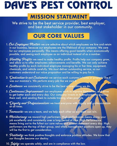 High tides and low tides, surf reports, sun and moon rising and setting times, lunar phase, fish activity and the times reflected in the tidal table for cocoa beach are predictions valid as references for sports fishing in areas near the coast of cocoa beach. Mission Statement & Core Values | Pest control, Mission ...