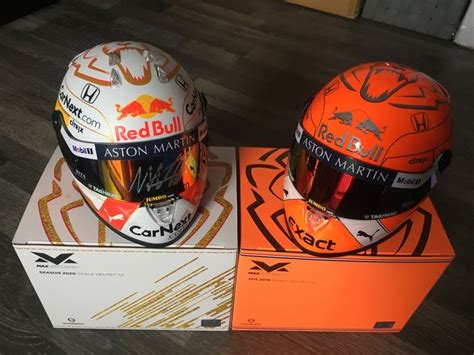 White & gold 2020 helmet for max verstappen. Red Bull Racing - Formule 1 - Max Verstappen - 2020 - 1:2 ...