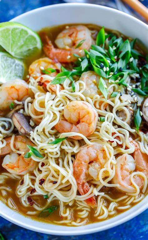 A flavorful broth with chicken and noodles, and don't forget the ramen egg! Sriracha Shrimp Ramen Noodle Soup #SesameChickenEasy ...