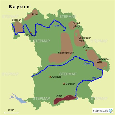 Bayern von mapcarta, die offene karte. StepMap - 10 Bayern Gebirge - Landkarte für Deutschland