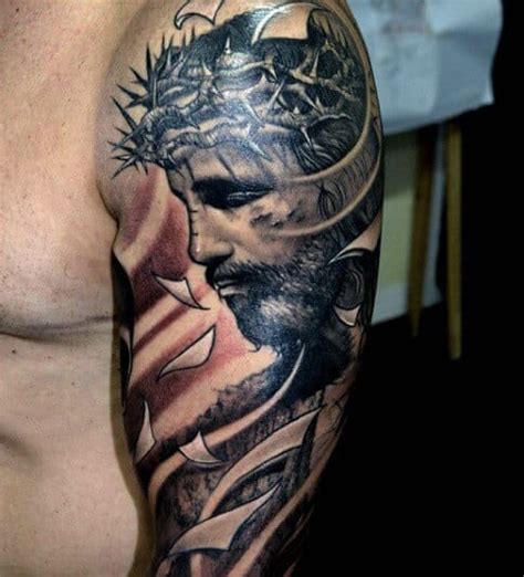 A half sleeve can be either solely on the upper arm or the lower forearm. 100 Christian Tattoos For Men - Manly Spiritual Designs