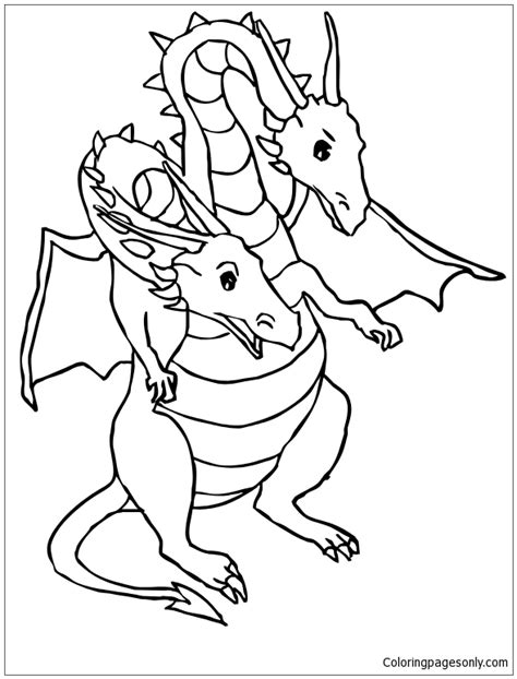 Download Dragon With 2 Heads Coloring Pages - Dragon Coloring Pages ...