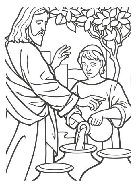 Each coloring page has several pictures of items that are typically one color. Miracles of Jesus is Turn Water into Wine Coloring Page ...