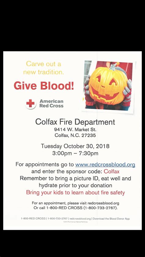 Hope fire department, julian, nc. Blood Drive on Oct 30th at Colfax Fire Department! We have ...