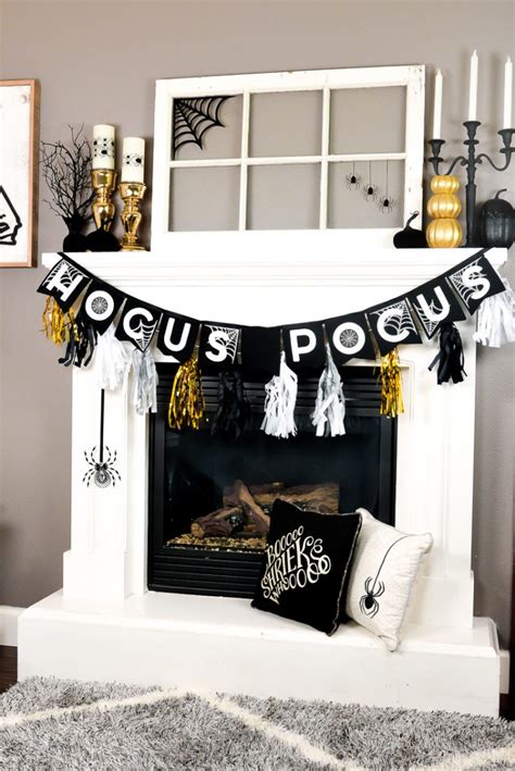 Get fall and halloween ideas with these 22 mantel ideas. Glam Halloween Mantel Ideas - Hey, Let's Make Stuff