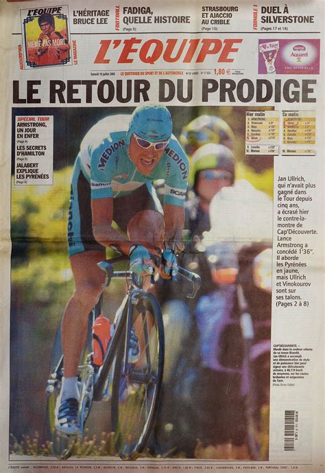 Résoudre ce problème de panne une fois pour toutes! L'Equipe front page,Tour de France 2003: Jan Ullrich ...