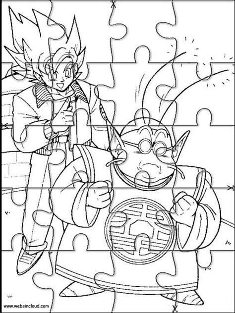 The drawing illustrates some of goku's transformations as well as the many starred dragon balls, which are used to summon their associated eternal dragon. Dragon Ball Z Puzzle to cut out 83