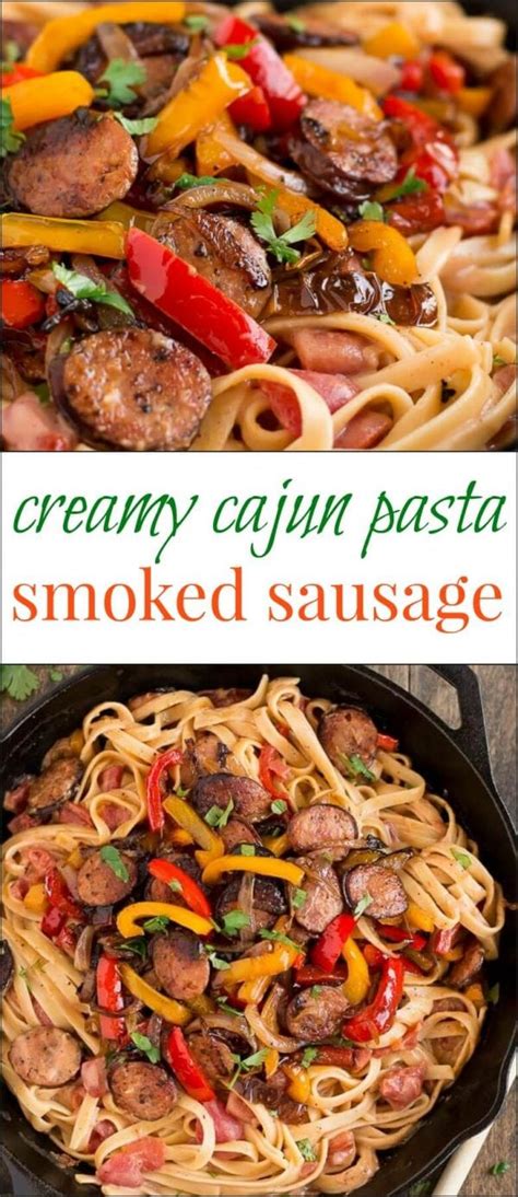 1/2 pound farfalle pasta 1 cup heavy cream 1 tablespoon olive oil 2. Creamy Cajun Pasta with Smoked Sausage - Oh Sweet Basil