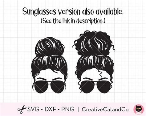 Everything you need to know. Messy Bun SVG Clipart Straight and Curly Hair Bun Girl ...