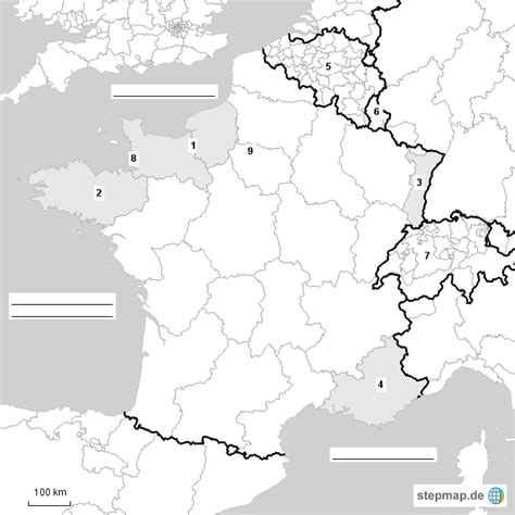 Es gibt hier so viele schöne regionen und städte, dass ein zweiwöchiger urlaub kaum ausreicht, um alles zu sehen. Frankreich Stumme Karte | goudenelftal
