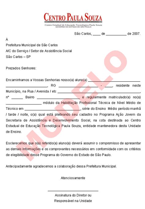 Ii) estejam munidos de uma declaração da entidade empregadora, se a deslocação não se circunscrever às áreas definidas na. ETEc Paulino Botelho