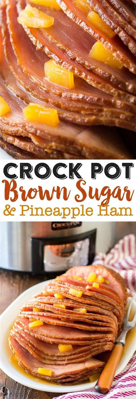 A juicy slow cooker brown sugar pineapple ham. Crock Pot Brown Sugar Pineapple Ham Recipe - Slow Cooker ...