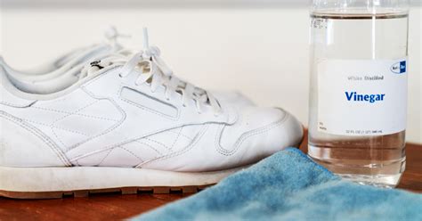 Simply, pour a little white vinegar on a clean cloth, and carefully wipe the affected area. How To Clean White Shoes In 5 Minutes - Shoe Everywhere