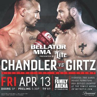 Check spelling or type a new query. Bellator 197: Chandler vs. Girtz | MMA Event | Tapology