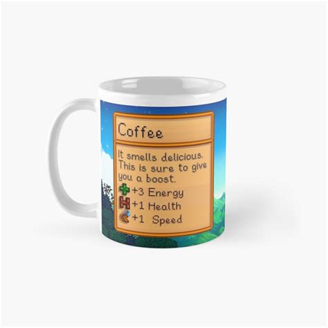 Het heeft een junimo met een kopje koffie in het midden. Stardew Valley Coffee Left Handed - Ceramic 11Oz 15Oz ...