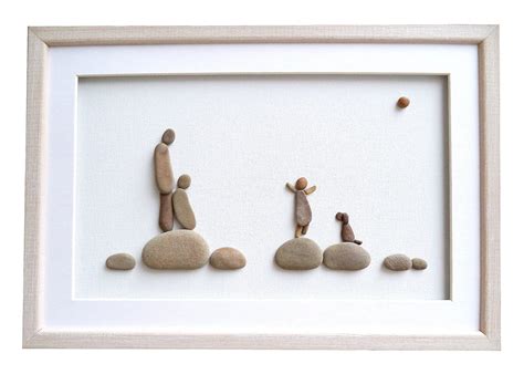 Pebble Art — Pebble art family and dog, Family of 3 gift,...