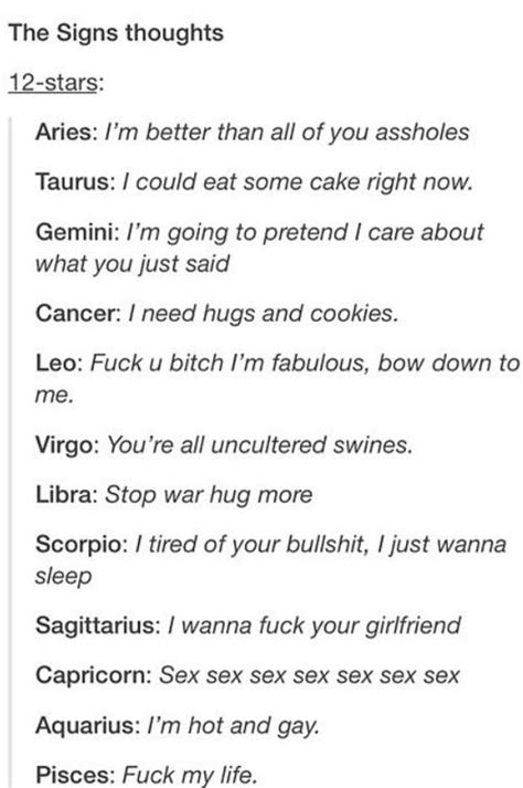 Capricorn will not want to go shopping for house decorations, no more than cancer will want to go three nights without sleep just because of a project at work. What's your sign? | Zodiac signs funny, Zodiac sign facts ...