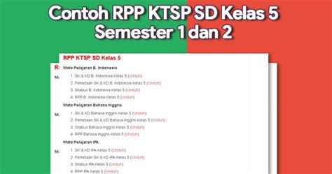 Rpp tersebut ditujukan bagi guru sd/mi seluruh indonesia. Contoh RPP KTSP SD Kelas 5 Semester 1 dan 2 - Contoh RPP KTSP