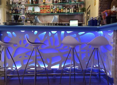 Lighting projects include backlit feature walls, illuminated stretch fabric ceilings, floor panels and custom units for numerous applications. Decodesk Lattice - Grunge - backlit bar front | Home bar ...