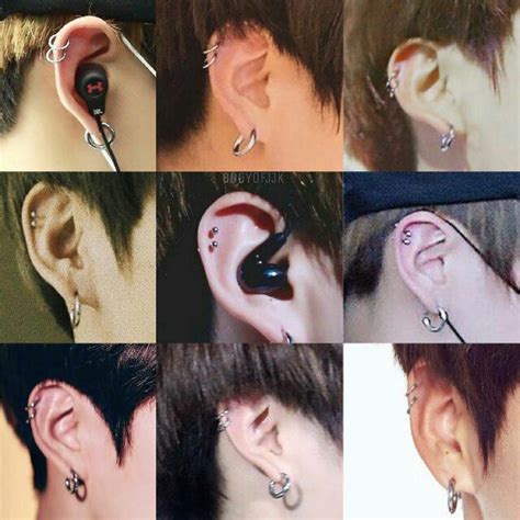 Another excited fan, with the handle @monaaaaaa32, posted: ` on Twitter: "Jungkook's double helix piercing need to ...