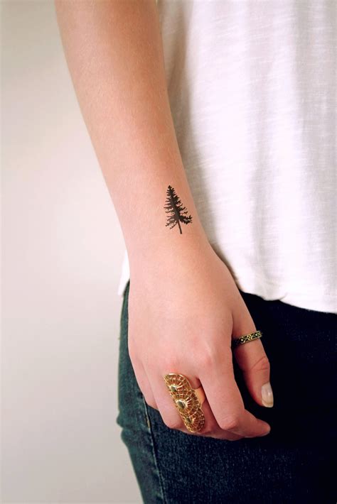 Photo, sketch and paint effects. Pine tree temporary tattoo