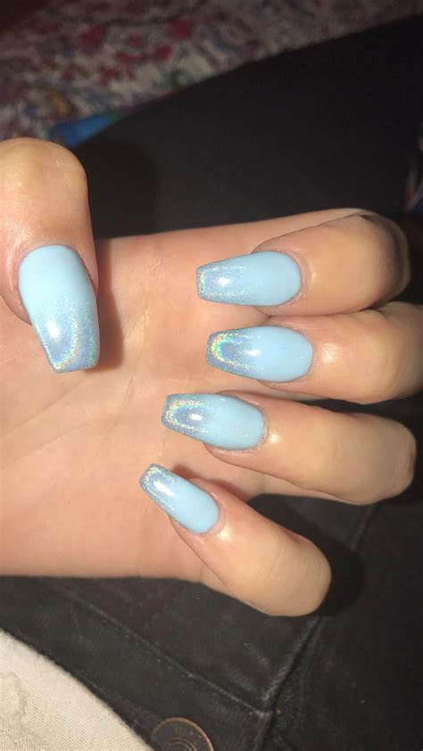 Fashion, home & garden, electronics, motors, collectibles & arts Baby Blue with Silver Chrome #acrylicnailsneutral # ...