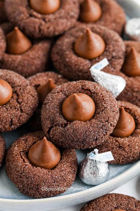 Www.pinterest.ca/pin/193795590200952398# these mint hershey kiss cookies are the perfect christmas cookies to add to your holiday baking list! Hershey Kiss Cookies {Chocolate Sugar Cookies} - Spend With Pennies