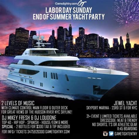 If you have consumed too much alcohol to legally drive, skip boating. NYC Labor Day Weekend End of Summer Boat Party at Skyport ...