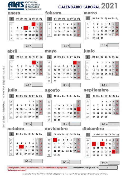 Calendario laboral del municipio de barcelona provincia de barcelona con los días festivos del año 2021. Calendario Laboral 2021 Barcelona : Modelos De Calendarios ...