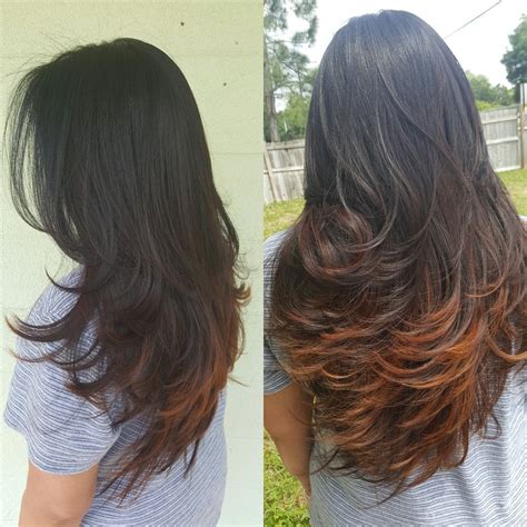 V cut haircut v shaped haircut haircuts for long hair with layers haircuts for medium hair long layered haircuts medium hair cuts. Patricia Bueno on Twitter: "Caramel Balayage peekaboos ...