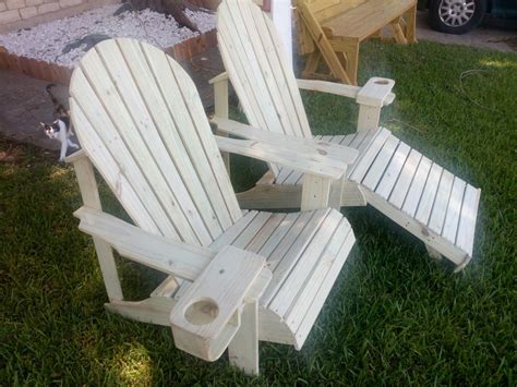 The 155ᵒ angle recline is a bonus for napping or relaxing, especially when you use the footrest, though you have to pull it out manually. Adirondack chairs I made for dale with pull out foot rest ...