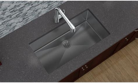 The bowl's depth differs by. Elkay EFRU311610T 32 Inch Single Bowl Undermount Kitchen Sink with 10 Inch Bowl Depth, 16-Gauge ...