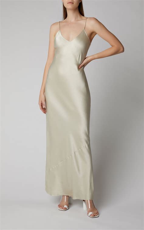 Satin and silk fabrics are shiny and smooth to the touch and are sure to add a glamorous touch to your big day. Cami Silk-Charmeuse Gown | Silk charmeuse, Slip wedding ...