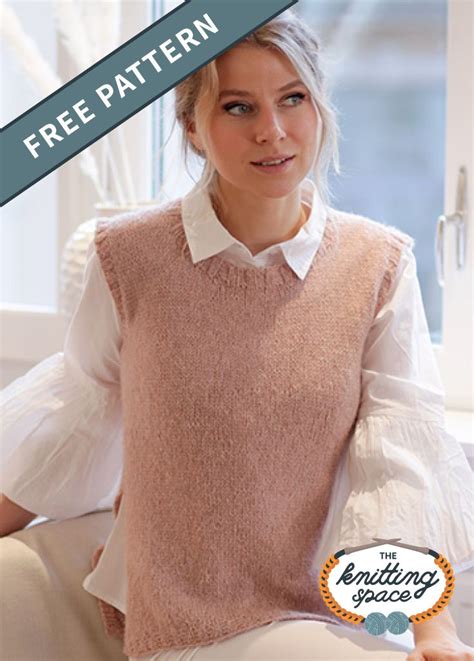 This icelandic vest is knitted in the round from the top down. Rose Blush Knitted Women's Vest FREE Knitting Pattern in ...