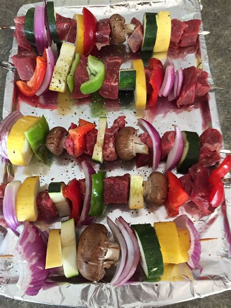 If serving as a side dish, the quantities should be enough for 4 people. Heathy steak kabobs my family loves! Onions, peppers ...