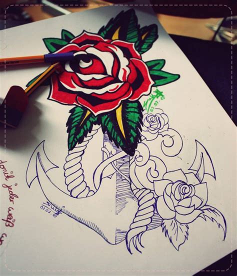 Anchor & rose tattoo co. Rose and Anchor Tattoo Design by Sukis-Brain-Artwork on ...