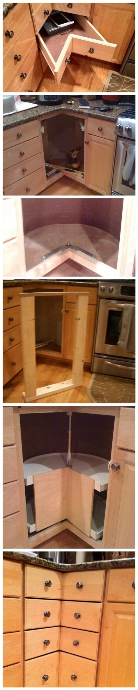 Corner cabinet solution weird yet oddly awesome corner drawers. DIY Corner Cabinet Drawers | Bathroom cabinets diy ...