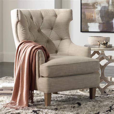 An accent chair is a great, versatile way to bring new life to a room. Reese Studio Oatmeal High-Back Accent Chair - #8G308 ...