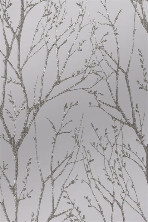 Birch tree peel and stick wallpaper mural removable forest wall paper black and white wall mural trees. Shimmer Tree Wallpaper Soft Grey Silver | Tree wallpaper ...