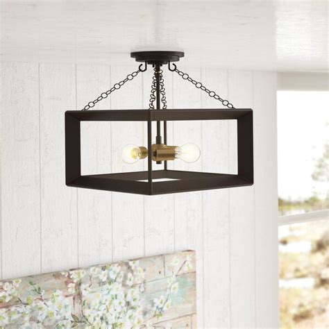 4.5 out of 5 stars. Sheree 3 - Light 14" Caged Square Semi Flush Mount (With ...