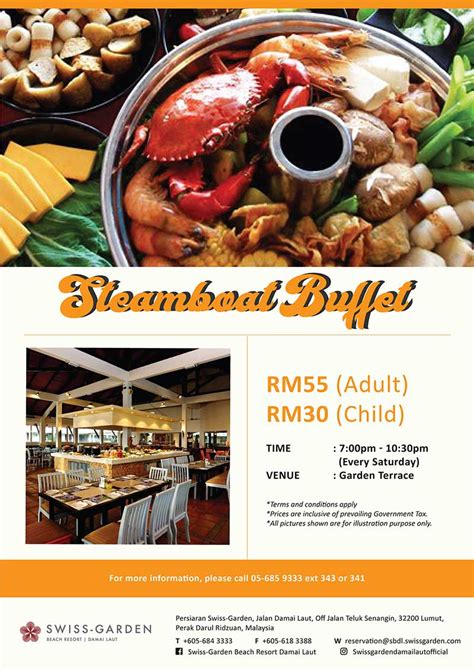 They do serve lunch (monday to friday) and dinner (friday & saturday) buffet, but the most popular one got to be their high tea which is available on weekends. F&B Highlights | Swiss-Garden Beach Resort Damai Laut