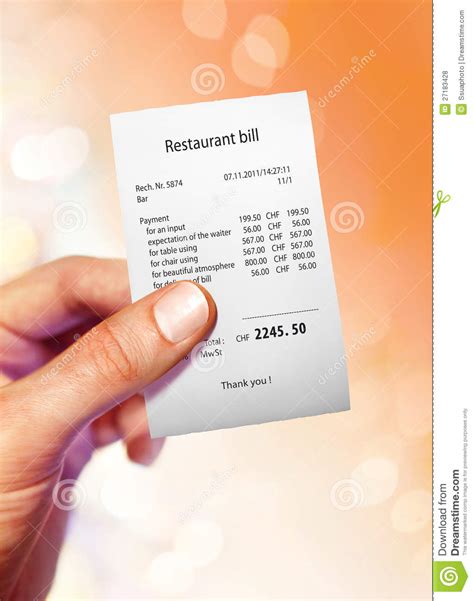 De Rekening Van Het Restaurant Stock Foto - Image of voordeel, economie: 27183428