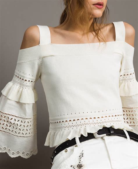Broderie anglaise embroidery top