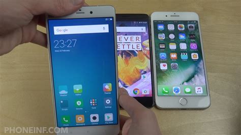 Xiaomi Mi Note MIUI 8.2 vs. OnePlus 3T 7.0 vs. iPhone 7 ...