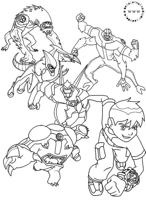 Tips ben ten coloring pages coloring pages for kids. Belajar Mewarnai: Mewarnai Halaman Gambar Kartun Ben 10