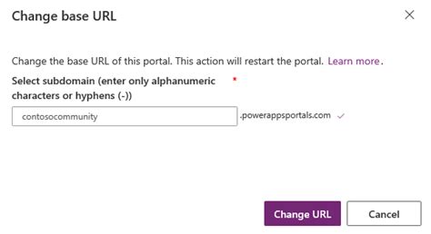 Sign in to power apps. Change the base URL of a portal - Power Apps | Microsoft Docs