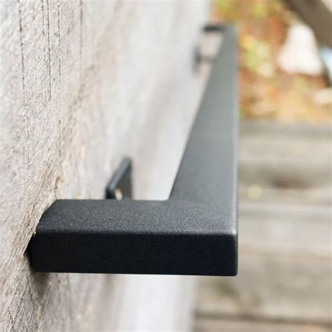 We supply ac174 and irc 311.5 compliant graspable handrail accessories. Square Metal Handrail with Square Returns - ADA Compliant Return Wall Mount Grab Rail - Rustic ...