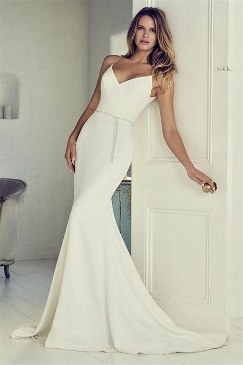 Inspired by her struggle to find a wedding dress, owner melanie bowman. Fine Satin Mermaid Wedding Gown with Spaghetti Straps in ...