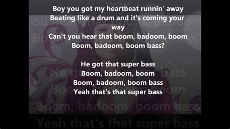 Super bass is a song by nicki minaj from her debut studio album, pink friday. Super Bass Lyrics - Nicki Minaj - YouTube