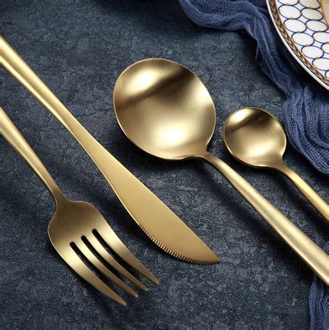 Check spelling or type a new query. Matte Gold Plated Stainless Flatware Tableware 16 Pcs Set - Fetty's Food Blog